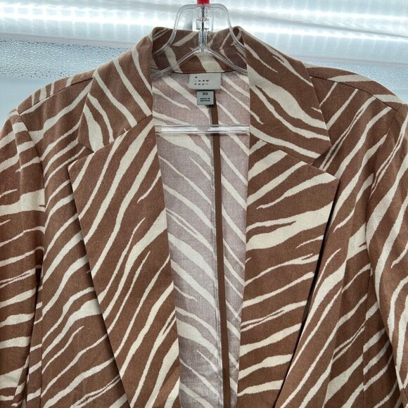 A New Day Women's Zebra Print Single Button Blazer Tan/White Size XS - Picture 2 of 9
